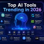 Top AI tools trending in 2026 including ChatGPT AI, Gemini AI, Grok AI, Leonardo AI, Higgsfield AI, Kling AI, and Suno AI