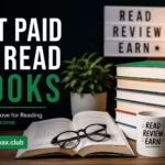 Get paid to read books, text on image